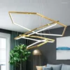 Pendant Lamps Luxury Gold Hexagon Rings Chandelier Lighting Modern Hanging Light Stainless Steel LED Lamp For Living Room El