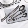 Rostfritt st￥l Matt 7 F￤rger Flatvaror Set Western Table Tabelle Knife Fork Spoon TESPOON CUTLYCY SET LYX35