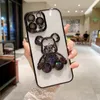 Transparent Glitter Bling Sequins Quicksand Cute Bear Cases For iPhone 14 13 12 11 Pro Max XS XR X iPhone14 Clear Silicone Covers