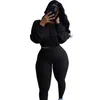 Running Sets herfst Solid Twee stukken vrouwen trainingspakken lange mouw sweatshirt crop tops dunne leggings plus size vrouw