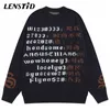 Pulls pour hommes Lenstid Automne Hommes Tricoté Jumper Hip Hop Chinois Kanji Graphique Streetwear Harajuku Casual Knit Pulls Hipster 220930