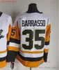 Film CCM Vintage Ijshockey 35 Tom Barrasso Jerseys 68 Jaromir Jagr Mannen Borduurwerk Jersey Wit Zwart Geel