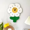 Wall Clocks Simple Flower Creative Literary Design Cartoon Clock Living Room Study Mute Shop Cute Decoration Digital