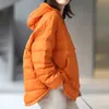 Women's Down Parkas Autumn Cotton Padded Hoodies Jacket with Pockets Solid Loose Lightweight Hooded Winter Jackets for Casual Outerwear 220929