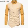 Men's Casual Shirts Vintage For Men Patchwork Irregular Oblique Button Long Sleeve Mens Dress Clothes Wedding Business Shirt Chemise Homme 220930