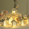 Strings 2M 10 LED Garland Lamp Wood House Lights Wooden Fairy String For Wedding Christmas Party Gift Bedroom Decoration