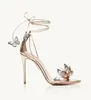 High Heels Sandals Dress Shoes Super Quality Designer 105Mm Colors Butterfly Sexy Lady Wedding Bride Heeled Ankle Strap Thin Heel With Originals Box Papillon Sandal