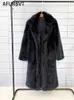 Fausse fourrure hiver femmes haute qualité manteau de luxe Long lâche revers sur épais chaud femme peluche s noir blanc Y2209