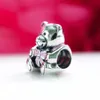 100% 925 Sterling Silver Det ￤r en nallebj￶rnp￤rla med rosa band passar europeiska smycken Pandora Chamilia charmarmband