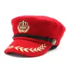 Berets Kagenmo Pu skórzana moda męska kapelusz wojskowy zima ciepła czapka man granatowy faux baseball
