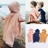 Jackets Cute Summer Toddler Kids Baby Girls Boys Boho Long Cardigan Cape Dress Beach Cover Up Solid Casual Hooded Top Blouse