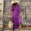 Casual Dresses Puff Sleeve Dress Womens Geometric M￶nster Loose Long Maxi For Women V Neck Streetwear