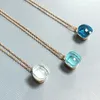 Hanger kettingen klassieke ketting voor vrouwen roze blauw kristallen snoepstijl topaz turquoise goud verguleerd