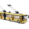 Diecast Model car Double tram bus model 1 50 alloy pull back section High-quality sound and light music children's toys 220930