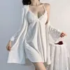 Indumenti da notte da donna Velluto Abito da donna Set morbido Kimono Accappatoio Abito in pizzo Patchwork Intimo Lingerie Velluto Camicia da notte Abbigliamento da casa Homewear