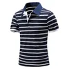 Summer Men Casual Polo Shirts Striped Men's Sportswear Jogger Polos Slim Fit Breathable Outdoor Tops Tee Shirt Stand Collar