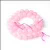 Stone 6 8 10 12mm Rose Quartz Natural Stone Round Ball Loos Spacer Beads Diy Jewelry Earrings Making BY915 Drop Delivery 2 Carshop2006 Dheyjj