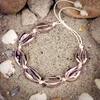 Fußkettchen Charm Handmade Shell Perlen Lether Seil Fußkettchen Rose Gold Splitter Farbe Anhänger Fuß Kette Frauen Armband Schmuck Am Bein