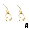 Boucles d'oreilles FLOLA en or poli, cerceaux en forme de cœur pour femmes, couronne en cuivre et Zircon, Huggie, bijoux d'amoureux de la mode, cadeaux Ersz23