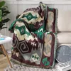 Blankets Green Knitted Blanket For Spring Autumn Geometric Pattern Modern Throw Picnic Extra Large Cotton Towel Home Travel