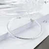 Bangle Real Silver Color Fashion Water Wave Pattern Bump Open Bracelets For Woman Accessories Jewelry Gifts SB104