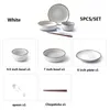 Plates Outdoor Cutlery Nordic Vintage Tableware Set Ceramic Rice Salad Round Dish Dinner Plate Bowl Dinnerware Microwave Safe