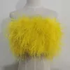 Women's Fur Faux Length 22cm natural ostrich hair bra underwear women's fur coat real mini skirt Customization HKD230727