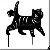 Parti Dekorasyonu 3pcs Cat Silhouette Pay Sehre Yard Sanat Akrilik Bahçe El Sanatları Çim Süslemeleri Arka Balyaçlar Çimenler Dalgalanma Dönüşü Dhvmn