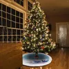 Christmas Decorations Snowman Pattern Tree Skirt Luminous Mat Decoration For 42.5 Inch White And Blue