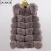 Kvinnors päls faux vinter kvinnor god kvalitet verklig väst 100% naturlig mjuk varm ärmlös kappa dam mode lång gilet 220929