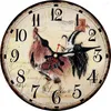 Orologi da parete Orologio vintage rotondo moderno fattoria in legno silenzioso combattimento gallo gallo animale antico cucina al quarzo