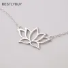 Hanger kettingen lybuy real 925 sterling zilveren ketting lotus bloemen mode kerstcadeau voor meisje