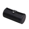 Titta på lådor 3 Slot Box Pu Leather Case Travel Jewel Storage Roll Organizer Collector