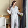 Huiskleding slaapkleding vrouwen pyjama's set casual vaste lounge slijtage fluweel 2 stuks shirtbants losse pyjama kleding herfst nachtkleding