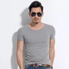 Men's Tank Tops Summer Men's Clothing Short Sleeve T-shirt Tight V-neck Pure Color Sportswear Korean Version Trend