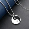 Hänge halsband vintage mäns rostfritt stål halsband kinesisk stil yin yang tai chi för manlig punk hip hop smycken tillbehör