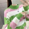 Kobiety swetry jesienne zimowe szwy kolor na pół high kołnierzyk gruby sweter pullover kobiety plus size 3xl norek polar długie rękawy