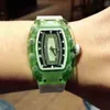 고급 남성 기계식 시계 Richa Milles 비즈니스 레저 RM07-02 완전 자동 녹색 크리스탈 테이프 여성 트렌드 스위스 운동 2GR7