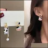 Stud Stud Korean Contracted Cow Earrings For Women Cute Animal Love Heart Asymmetric Earring Sweet Temperament Party Jewelr Mjfashion Dhfeb