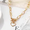 Choker Punk Thick Chain Heart Necklace Retro Gothic Rock Gold Color Silver Geometric Clavicle Jewelry Gift Bijoux