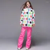 스키닝 자켓 GSOU 스노우 브랜드 겨울 야외 스포츠 스노우 보드 착용 여성의 두꺼운 따뜻한 코트 바람 방수 방수 통기복