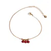 Ankjes yun ruo aankomst Red Stone Anklet Fashion Rose Gold -kleur Chic Style Woman Gift Titanium stalen sieraden Topkwaliteit nooit vervagen