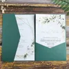 Cartes de voeux Carte d'invitation de mariage noire Tri-Fold Pocket Shimmer Country Party Invite Design personnalisé Multi Couleurs 220930