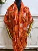 Women's square scarf scarves 100% cashmere material thin and soft orange pint letters hearts pattern size 130 cm- 130cm