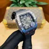 Luxury Mens Mechanical Watch Richa Milles RM010 med hela automatisk rörelse Sapphire Glass Importerad gummiband klockor Män i7o7