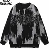 Men's Sweaters Men Streetwear Ripped Distressed Vintage Letter Graphic Hip Hop Knitted Retro Pullover Hipster 220930