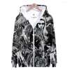 Sweats à capuche pour hommes Ghostemane 3D Mercury Image rétrograde imprimé sweat à capuche zippé noir à manches longues veste manteau marque vêtements