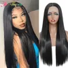 Lace Wigs Synthetic Front for Black Women Natural Color Long Yaki Straight Middle Part Wig Heat Resistant Fiber XTRESS 220930
