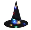 Halloween Bruxas brilhantes chapéu com luz LED Suspensão ao ar livre Treça brilhante Chapéus em casa Decoração Cosplay Costume SN6810