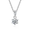 X2QY -kedjor 2022 Trendy Sterling Silver 1CT D Color Moissanite Pendant Halsband för kvinnor smycken Platinum 6 Prong clavicle gåva